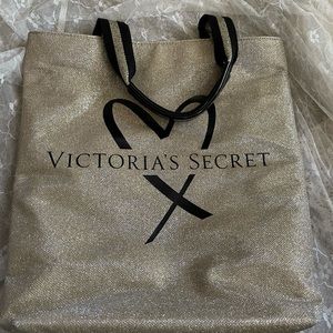 Gold glitter Victoria Secret tote bag